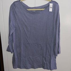 Talbots 3/4 Sleeve Scoop Neck NWT Women’s Size Large Blue/Gray